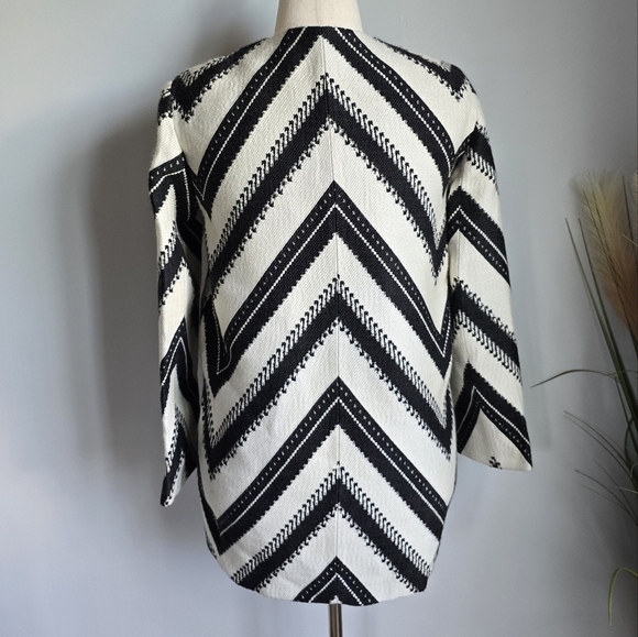 ZARA Women, New, Wool Blend Black White Pattern Longline Coat, Size Small - Picture 7 of 15